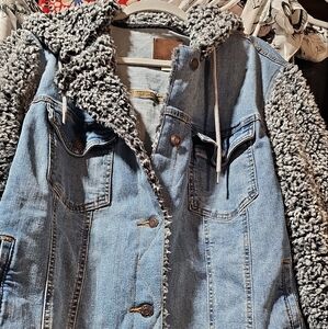 Denim and Gray Sherpa Women's Jacket
